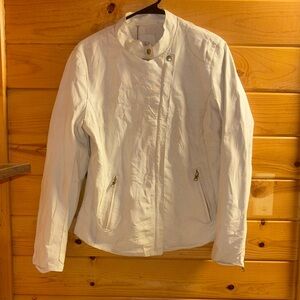 Real leather Banana Republic Women's Cream Bomber Jacket